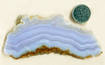 Light blue and reddish-brown Blue Lace Agate slab from Namibia.