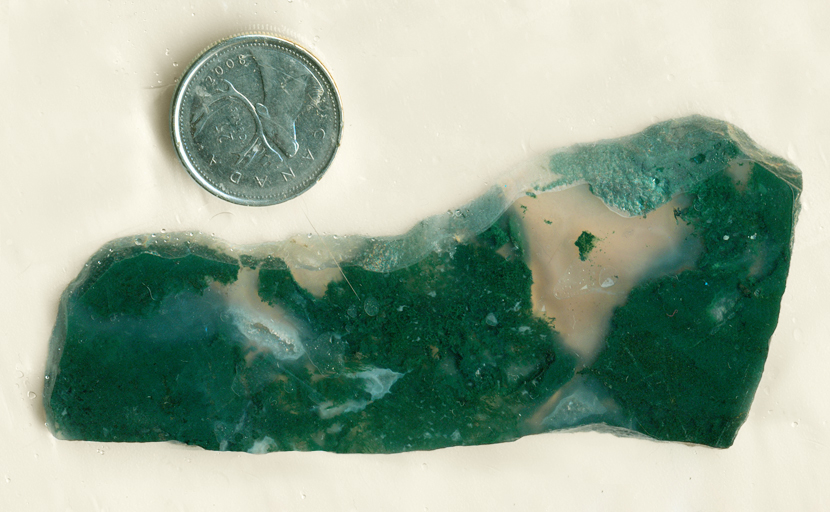 Slab of Green Moss Agate from India.