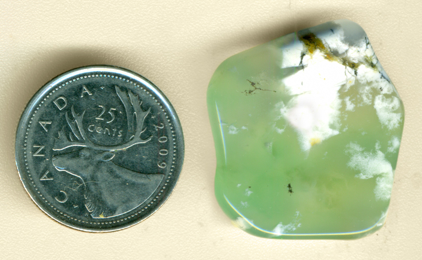 Freeform blue-green and white dendritic chrysoprase from Australia.