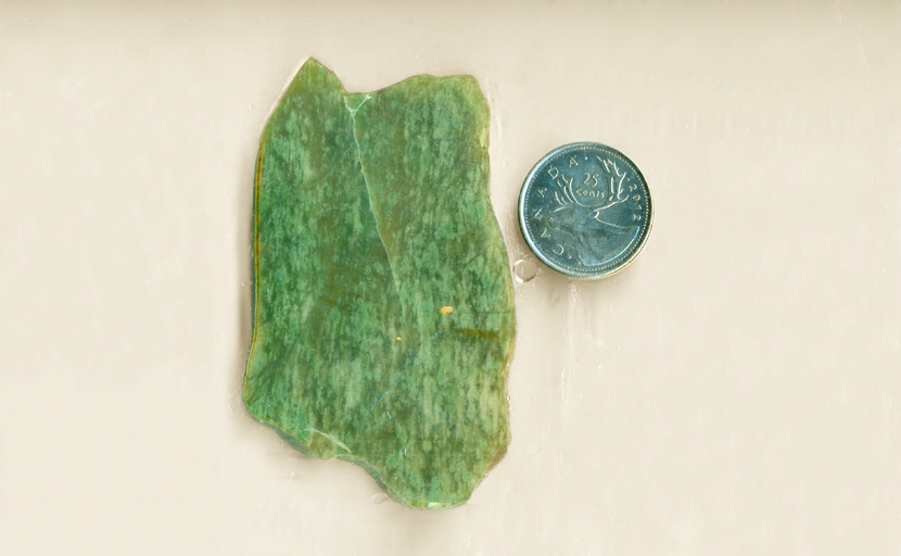 Bright bluish-green shapes in a slab of Vesuvianite, also called Californite, Idocrase or Happy Camp Jade.